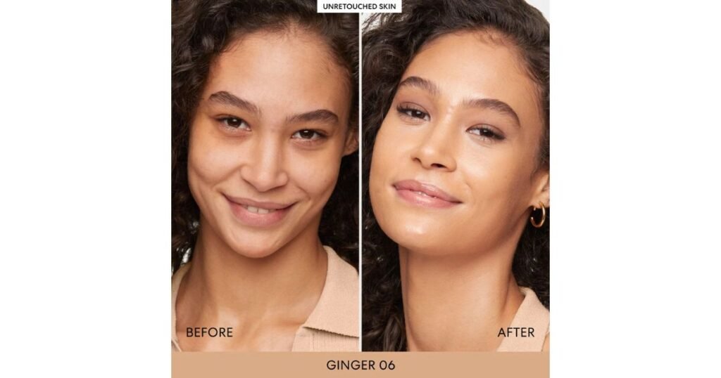 BareMinerals COMPLEXION RESCUE Tinted Moisturizer Before and After Use Image of a Women